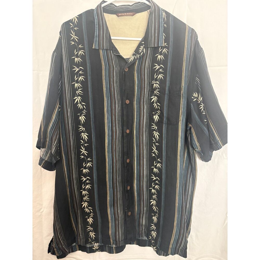 Tommy Bahama Silk Linen Bamboo Stripe Shirt XL